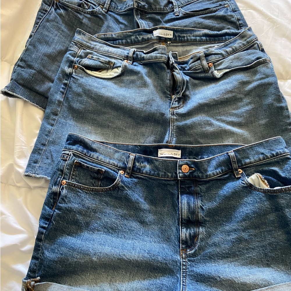 LOFT Medium Blue Denim Jean Shorts - Set of 3
